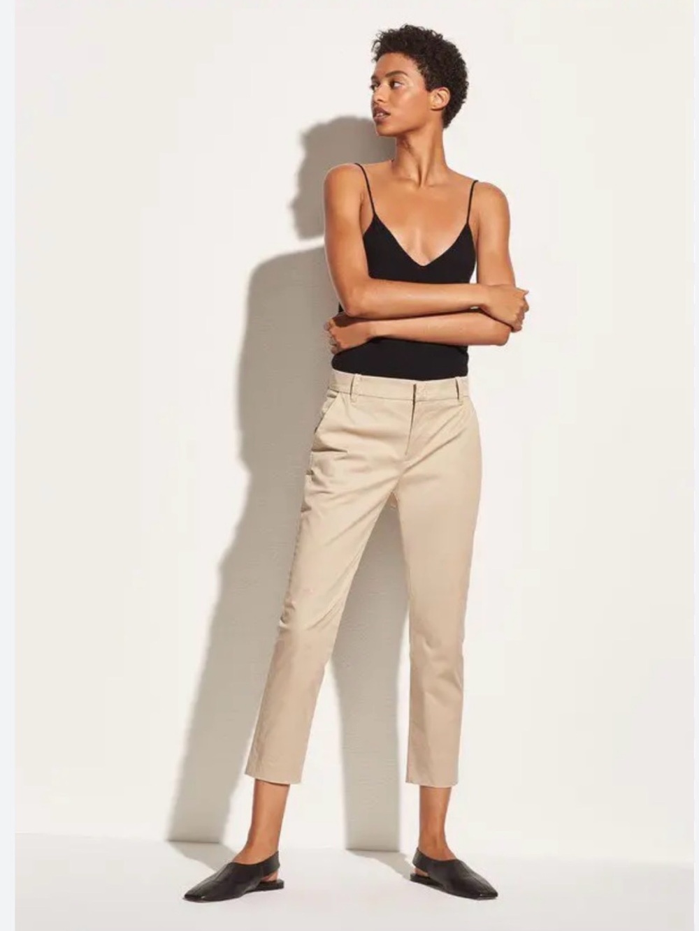 Vince Khaki Coin Pocket Mid-Rise Crop Chino Pants in Beige Cotton Women’s 4